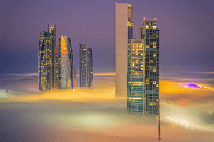 Abu Dhabi in fog - Abu Dhabi skyline