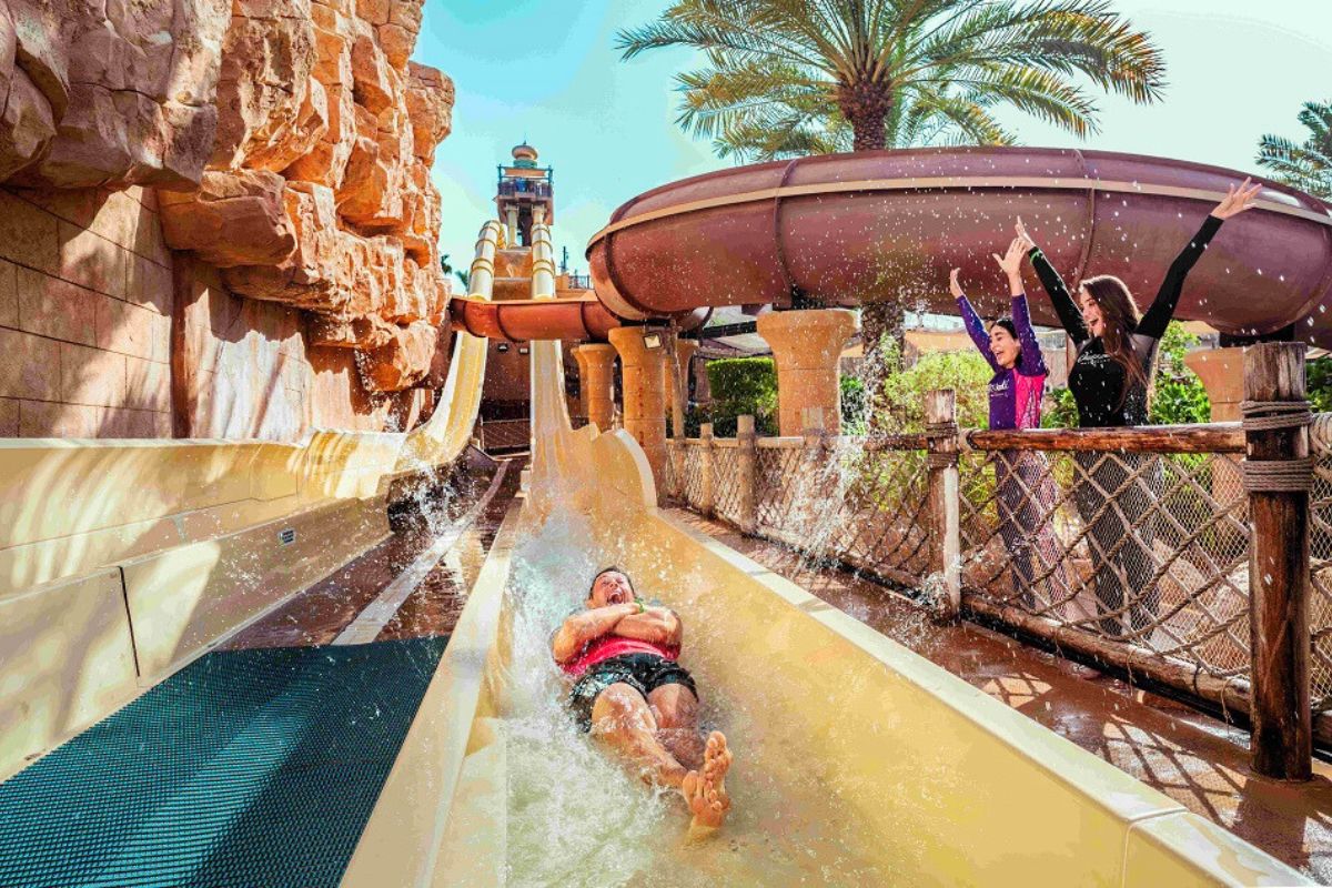 Man Sliding At Wild Wadi Waterpark In Dubai