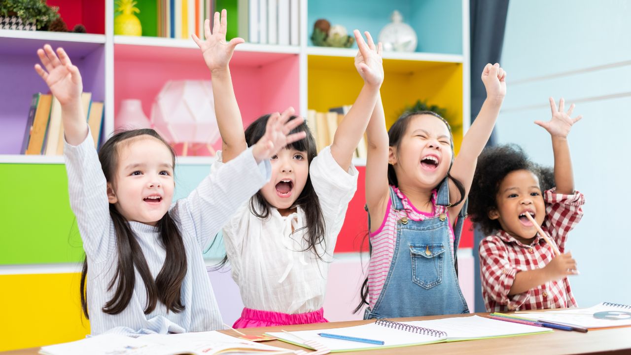 Children in class happy