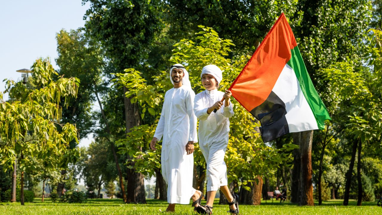 Family celebrating national day in the park