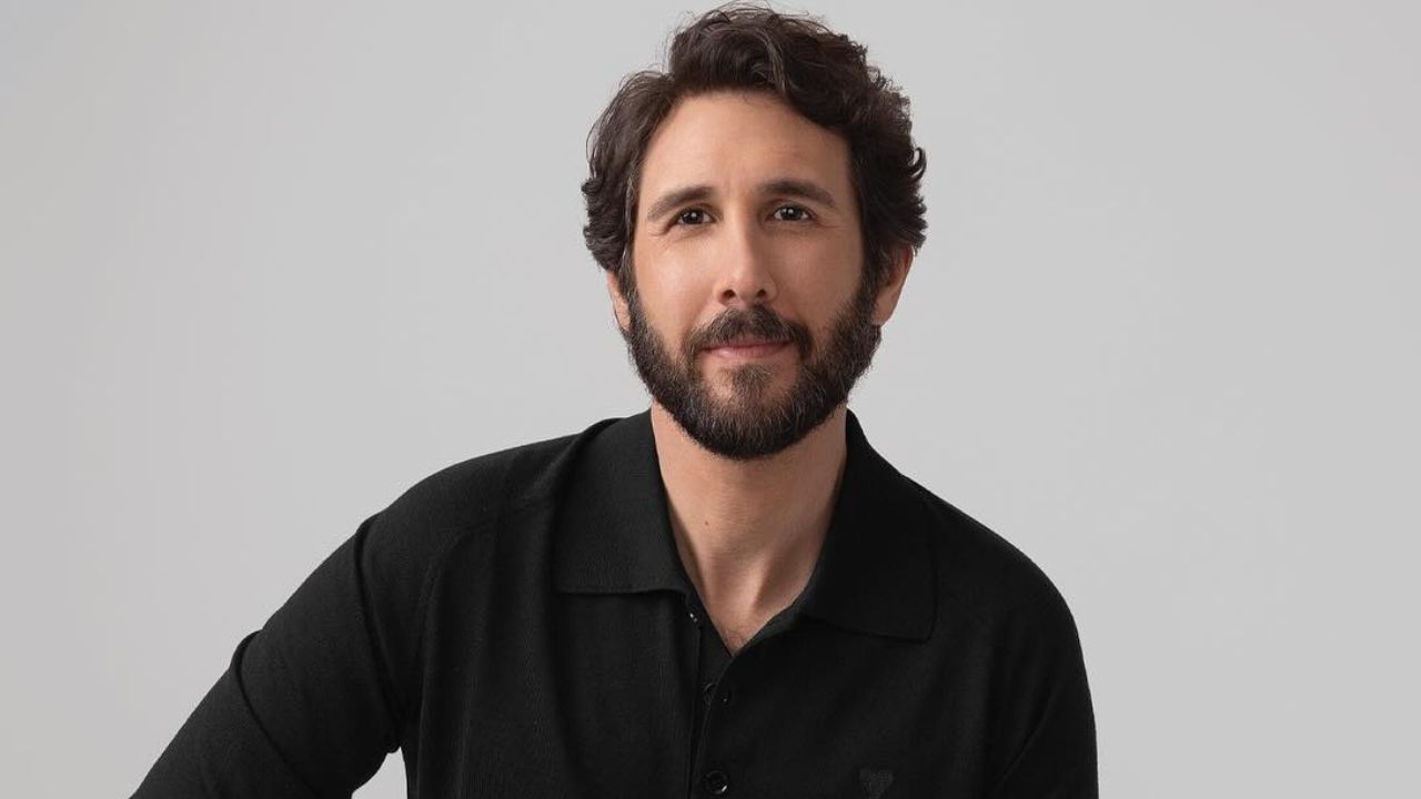 Josh Groban singing live at Gems World Tour 2026 concert in Dubai.