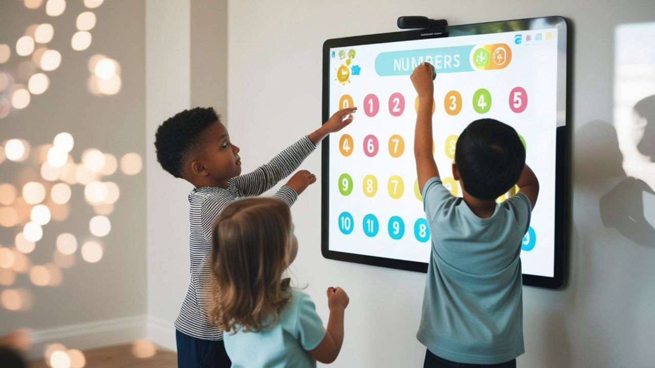 Kids Learning Numbers on Interactive Whiteboard