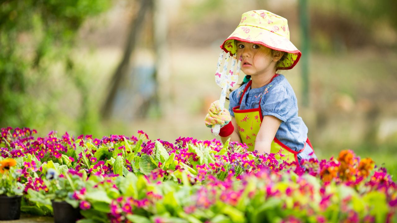 little girl in the garden