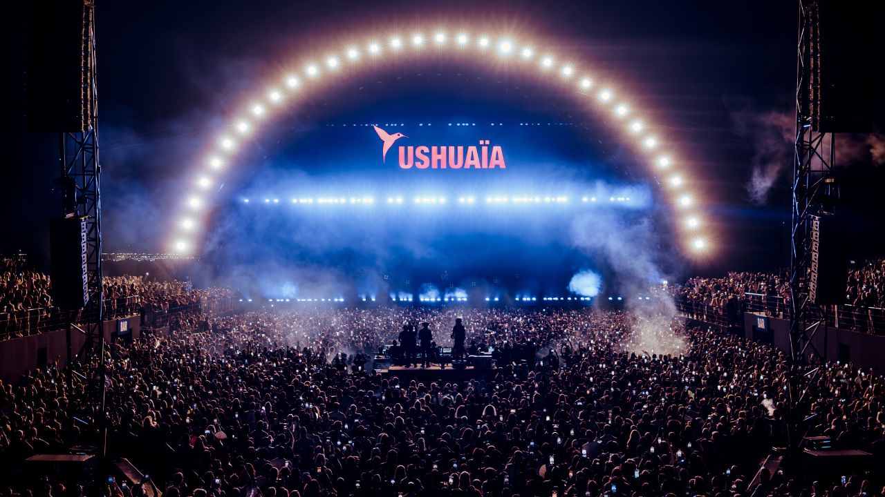 Swedish House Mafia performing live at Ushuaïa Dubai outdoor concert.