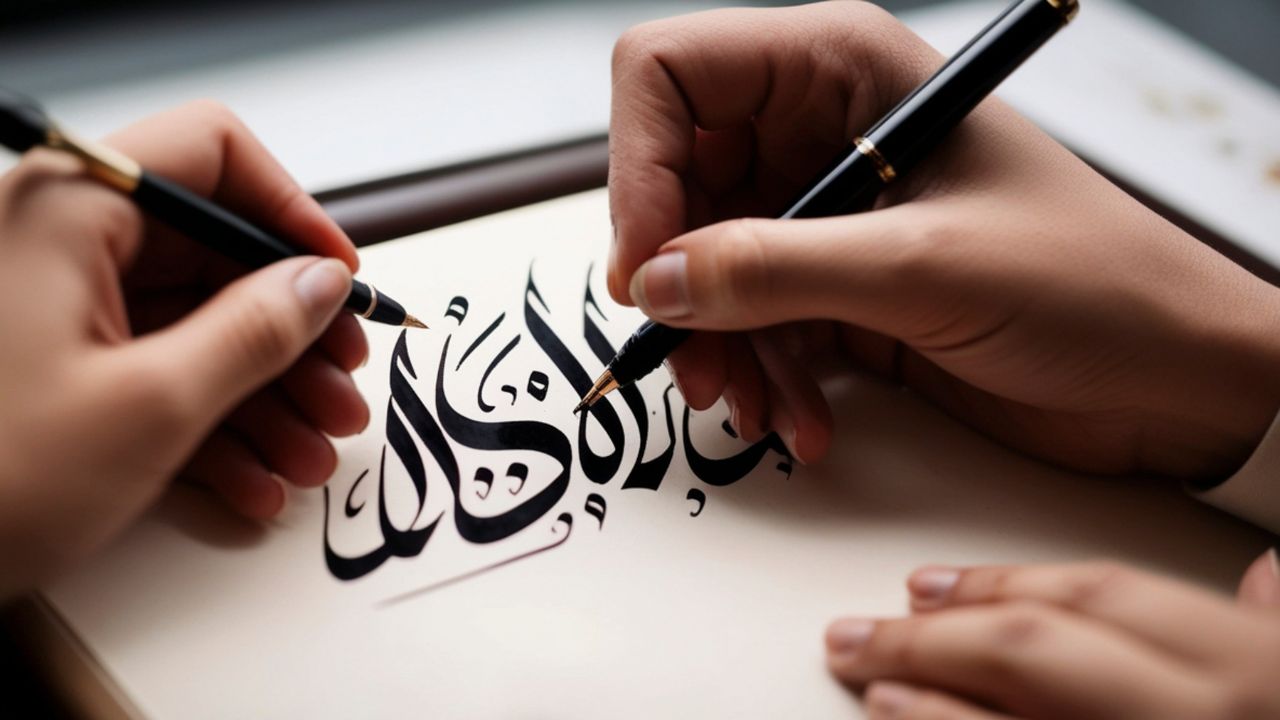 arabic calligraphy on paper writing