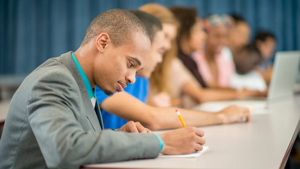 students writing there lecture