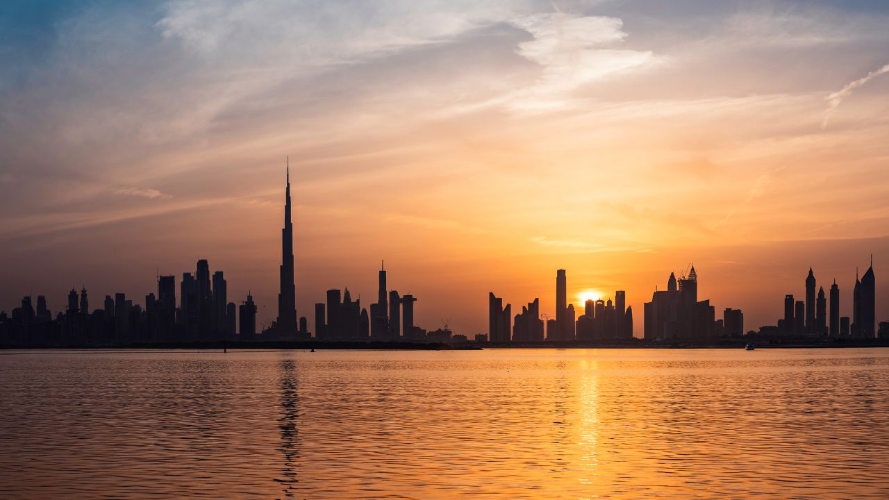 Dubai skyline sunset