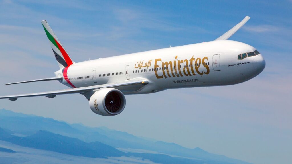 emirates aircraft on air in the sky
