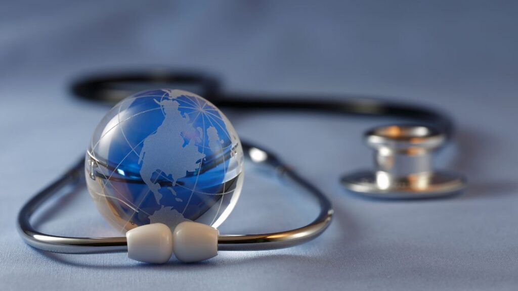 stethoscope and globe