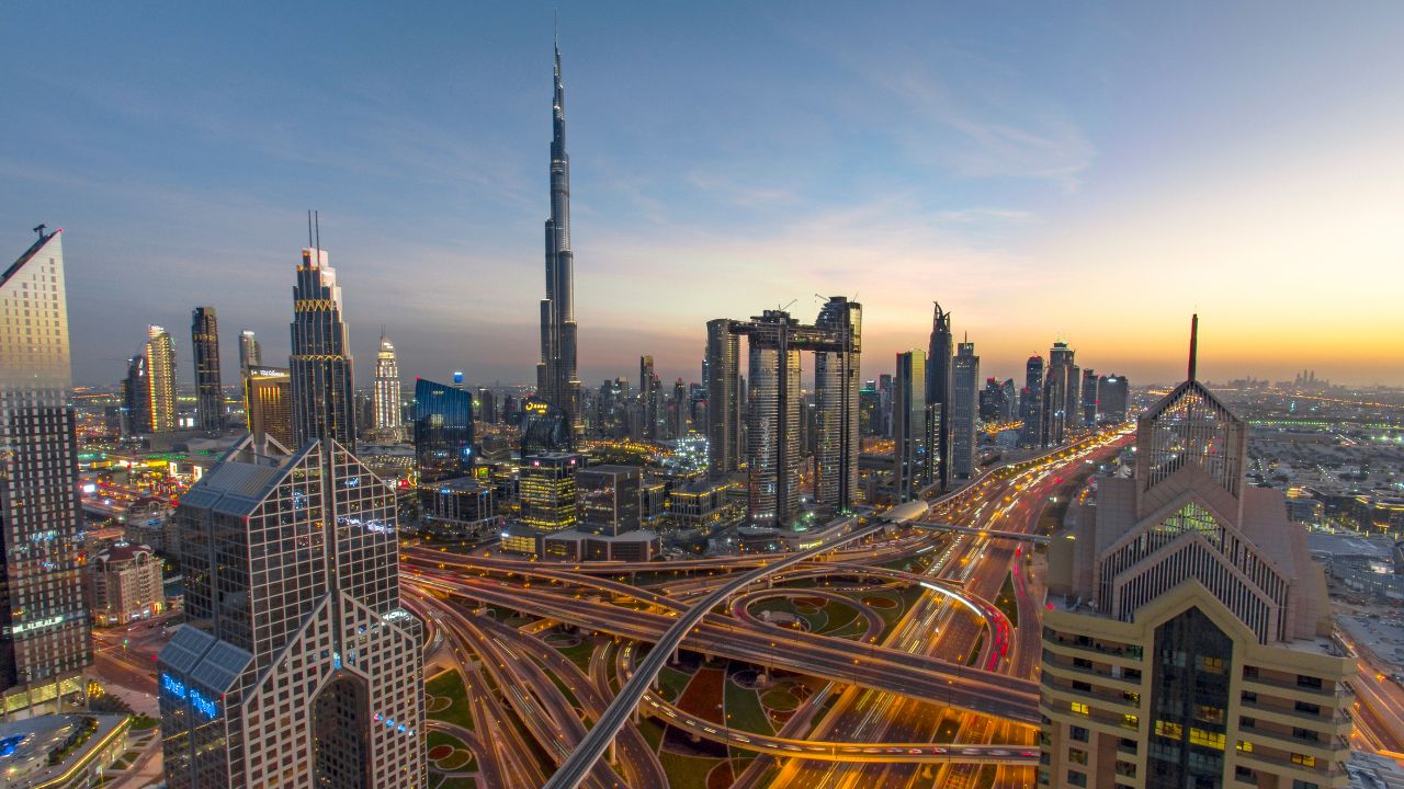 Dubai skyline at dawn