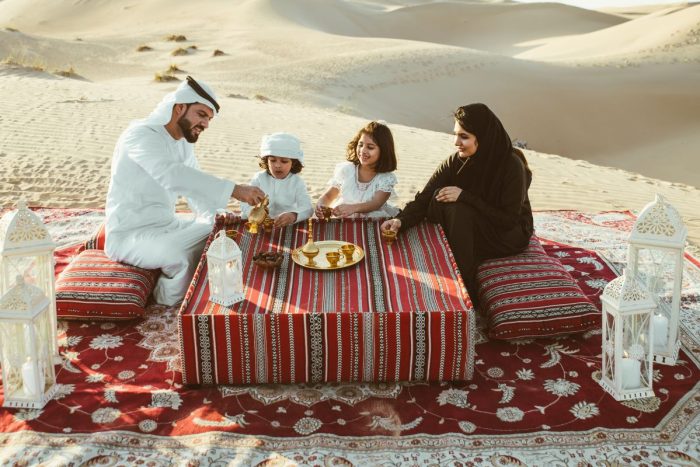Emirati family celebrating UAE public holidays