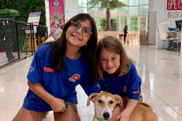 The Petshop Summer camp Bark'n'learn featuring 2 students with a dog