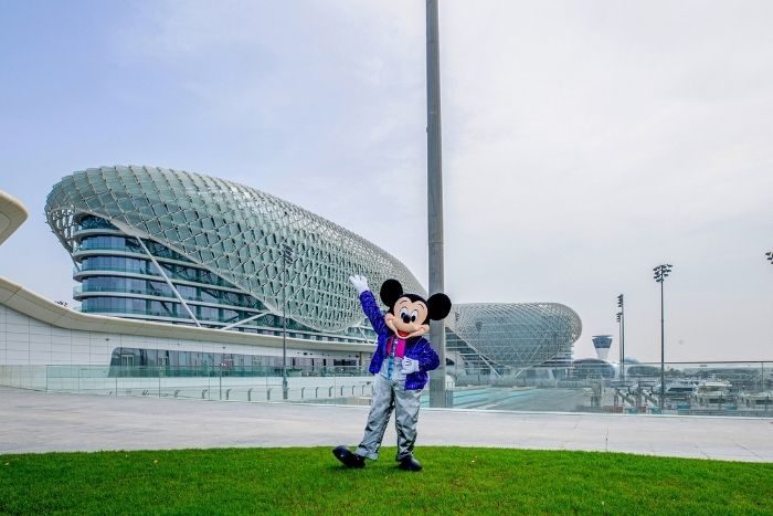 Mickey Mouse goes on walkabouts around Yas Island Abu Dhabi