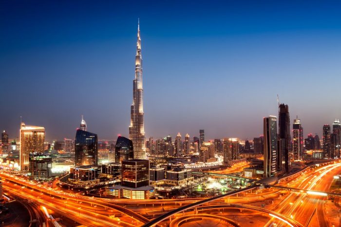 dubai skyline nighttime